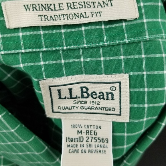 LL BEAN Mens Green Windowpane Sz M Traditional Fit - Picture 8 of 8